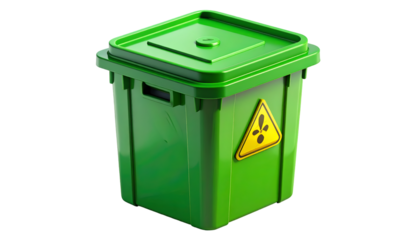 Green Biohazard Waste Bin 3D Render Isolated on Black Background - Hazardous Material Disposal Container for Medical & Lab Safety