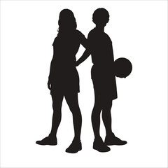 Male and Female Soccer Player Silhouette