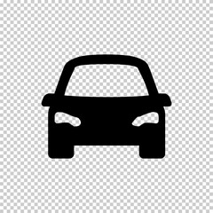 Sedan car front view flat vector icon isolated on transparent background