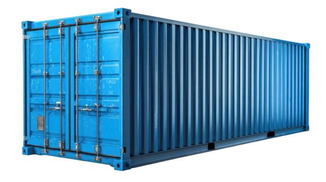 Blue Cargo Container Isolated on transparent background Remove png, Clipping Path, pen tool