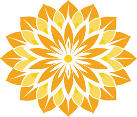 Naklejka premium Bright orange and yellow mandala flower pattern