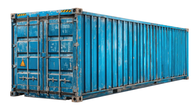 Blue Cargo Container Isolated on transparent background Remove png, Clipping Path, pen tool