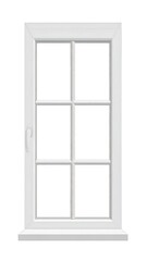 Obraz premium A clean white rectangular window with six panes, no visible background