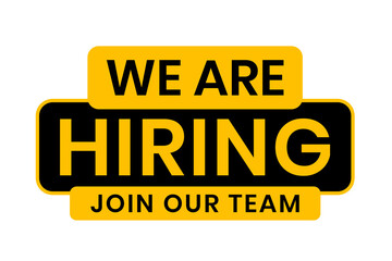 yellow we are hiring sticker element for announcement job banner