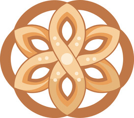 Abstract celtic knot flower design with circular border