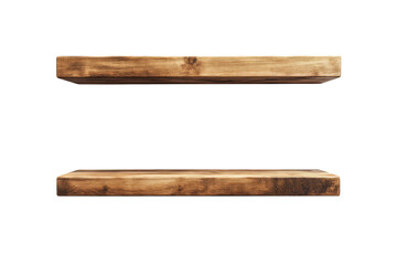 Rustic wooden shelves, wall mounted floating shelf, home decor, display shelf, wood texture, interior design, furniture isolated on transparent background