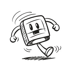 A Running Battery Icon Escaping From Low Power Mode Funny Energy Vector Flat Design  