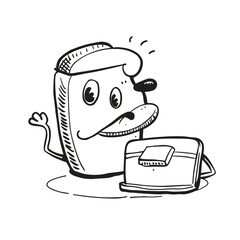 A Sandwich Working On A Laptop Funny Food Business Vector Flat Illustration  