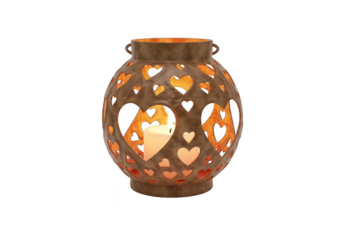 Decorative heart lantern candle holder lighting home decor valentines day love romance isolated on transparent background