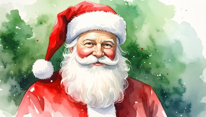 サンタクロース水彩画イラスト　Santa Claus