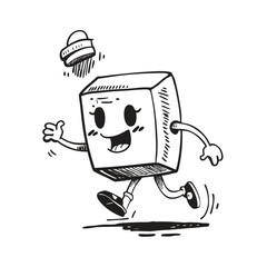 An Ice Cube Running Away From A Hot Drink Funny Temperature Vector Flat Design  