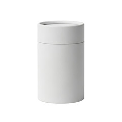 High-resolution image of a white cardboard tube mockup, cylindrical container for packaging and storage, product presentation, isolated on transparent background