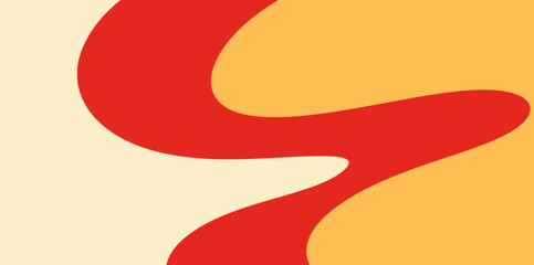 Fototapeta premium Bold Red Swirl Abstract Background. Simple vector illustration background featuring a prominent, bold red swirling element against orange and beige.