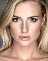 Fototapeta premium A close-up portrait of a fair-skinned woman with blonde hair