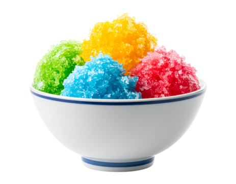 涼しげな彩りが美しいカラフルなかき氷｜背景なし・透過PNG