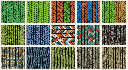 Diverse Knitted Fabric Textures - A Colorful and Varied Collection.