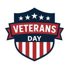 Vector veterans day emblem with stars stripes and patriotic colors on a shield shape