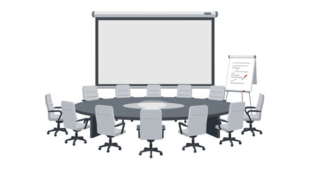 Conference Room with Round Table and Chairs for Collaborative Discussions