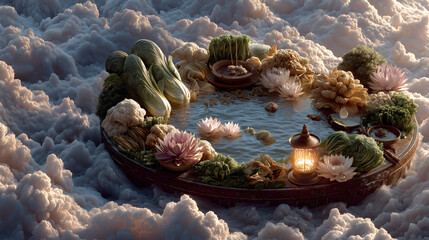 Sui-Tang Dynasties: Three Teachings Fusion - Taoism: Eight Immortals' Tools, Gourd/Fan/Basket, Raging Seas, Mortal Lantern, Heavenly Light
