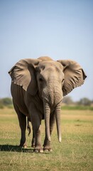 Majestic African Elephant Standing Tall in the Savanna.