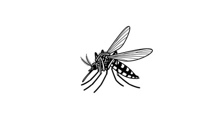 A detailed close up illustration of a mosquito on a white background.