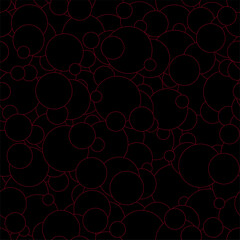 Bold and playful red dots in vivid hues float chaotically across a seamless dark backdrop, forming a stylish and modern pattern.