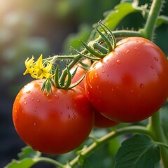 Ripe Tomatoes on the Vine - A Garden Fresh Harvest.