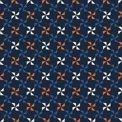 Simple geometric pattern abstract square shapes motif classic blue minimal background. Small triangle elements modern fabric design textile swatch ladies dress, man shirt all over print block.