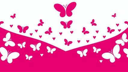 Whimsical butterflies and hearts dance elegantly on a vibrant backdrop, perfect for greeting cards, invitations, and delightful springtime designs