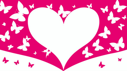 Romantic pink butterfly heart frame for Valentine's Day greetings, wedding invitations, or heartfelt messages conveying love and affection elegantly