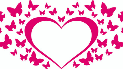 Elegant heart shape with fluttering butterflies for Valentine's Day designs, romantic concepts, and wedding invitations, perfect for love and celebration themes
