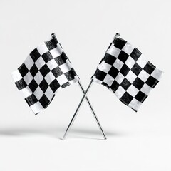 Black and White Checkered Racing Flags Crossed &ndash; Motorsport Symbol of Victory