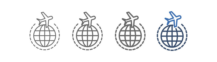 
outline icon set travel with globe and airplane design