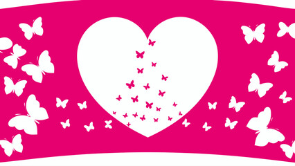 Elegant heart shape filled with romantic butterflies, perfect for Valentine's Day designs, wedding invitations, or feminine branding projects, full of love