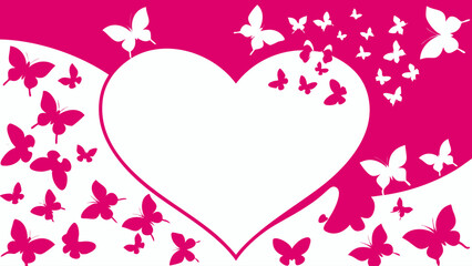Romantic heart with fluttering butterflies design for invitations, cards, and Valentine's Day projects, perfect for love, celebration, and special occasions