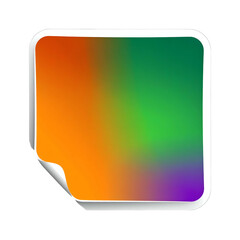 Square sticker with rounded corners and a vibrant gradient blending orange, green, and purple