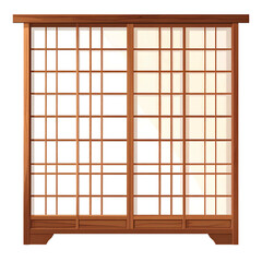 A traditional sliding Japanese shoji screen made of wood and rice paper