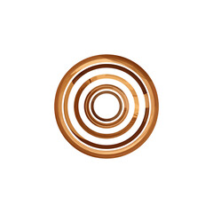 Concentric brown and white rings, creating a target-like design against a black background