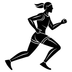 Silhouette of a woman running vector illustration