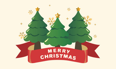 Fototapeta premium Merry christmas greeting card, Christmas tree and Happy New Year greeting card style.