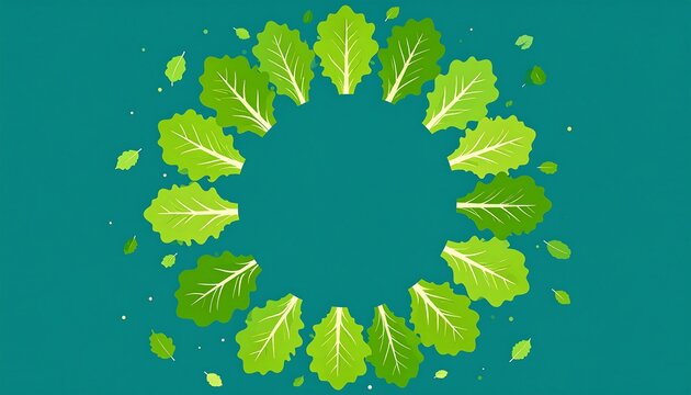 Leafy green lettuce leaves in a circular arrangement