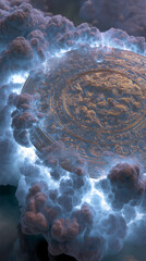 Sui-Tang Dynasties: Three Teachings Fusion - Taoism: Thunder Magic Seal, Vermilion Seal, Dark Clouds (Spirit Faces), Wooden Tokens, Stormy Sky
