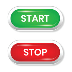 Glossy Oval Start and Stop Button with Shiny Effect Element