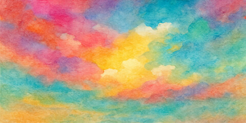 Abstract watercolor background texture with colorful, light orange, yellow, pink, and pastel paint illustrations, perfect for artistic wallpaper or vintage design