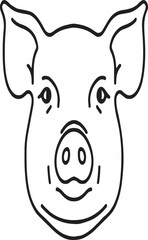 Pig Line Icon – Minimal Outline Farm Animal Vector