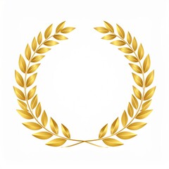 Golden Laurel Wreath on White Background