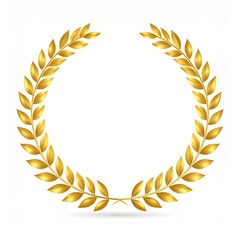 Shiny Golden Laurel Wreath Award Symbol