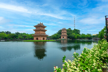 View of Hoa Lu old town which is a very famous destination for tourists in Ninh Binh, Vietnam