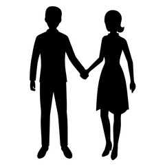 Silhouette of a couple holding hands