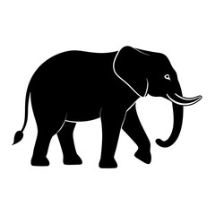 Silhouette of an elephant walking in black color